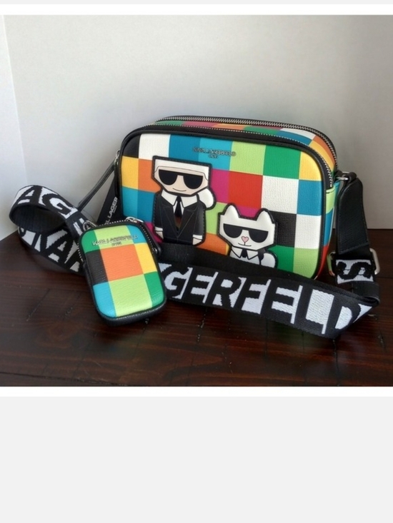 Karl Lagerfeld Handbags - *Entry Only* Karl Lagerfeld Checkered Camera Bag w/& Key Fob Holder New